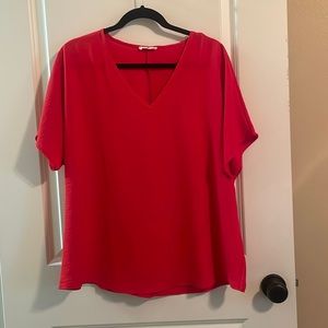 Red V neck blouse